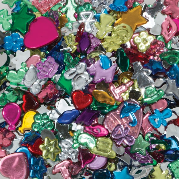 Fun Gems, Assorted Shapes, Colors + Sizes, 0.5 Lb.